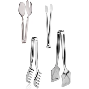 4 Lü Paslanmaz Çelik Maşa Izgara Krep Salata Maşası Pasta Maşası Mangal Maşa Seti Sağlam Çeyizlik