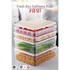 4 Parça Set Freshbox Mikrodalga ve Difrize Uygun Saklama Kabı