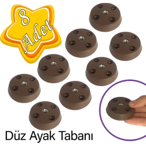 8 Adet Düz Ayak Tabanı Kahverengi Mobilya Masa Sehpa Ayağı Bağlantı Aparatı Plastik