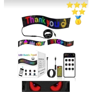 Araç LED Kayan Yazı Emoji Matrix Panel Kişiselleştirilebilir Telefon App Kontrollü Uzaktan Kumandalı