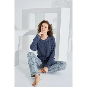 Uzun Kol Deve Tüyü  Pamuklu Kadın Pijama Takımı