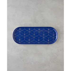 English Home Abstract Melamin Tepsi 17X44 cm Lacivert-Gold