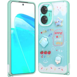 İ She Realme C55 Kılıf Sim Süslemeli ve Figürlü Parlak Dipy Premium Silikon Kapak