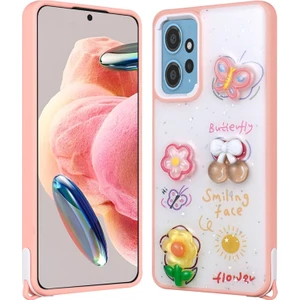 İ She Redmi Note 12 4g Kılıf Sim Süslemeli ve Figürlü Parlak Dipy Premium Silikon Kapak