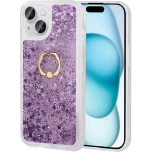 Apple iPhone 15 Plus Kılıf Yüzüklü ve Sıvılı Şık Diana Premium Silikon Kapak