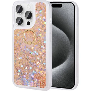 Apple iPhone 15 Pro Kılıf Yüzüklü ve Sıvılı Şık Diana Premium Silikon Kapak