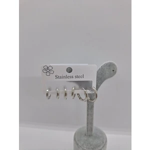 Stainless Steel Çelik Halka Küpe Seti 6 Lı Gümüş Rengi
