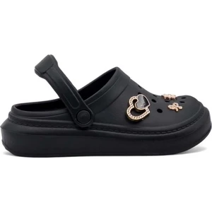 E263.012 Taşlı Kadın Crocs Terlik - Siyah - 36