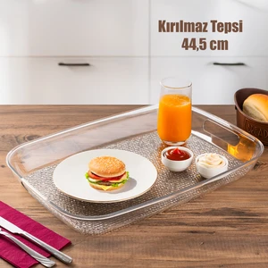 Kırılmaz Tepsi Sunum Tepsisi Şeffaf Dikdörtgen Tepsi Çay Kahve Ve Sunum Tepsisi 32 X 44,5 Cm
