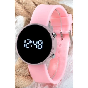 LED Watch Toz Pembe Renk Dijital Bayan Yetişkin Kız Çocuk Kol Silikon Saati ST-303560