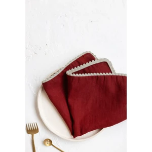 Kristal | 6'lı Yılbaşı Temalı Ponponlu Kırmızı Peçete 38 X 38 Cm