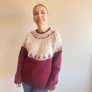 Örgü Bordo Kazak Yeni Yıl/yılbaşı/christmas