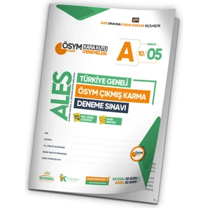 Karakutu Yayınları 2025 ALES ÖSYM Arşivi Karma Kara Kutu Çıkmış Soru Türkiye Geneli D. Çözümlü Deneme 10/5.kitapçık