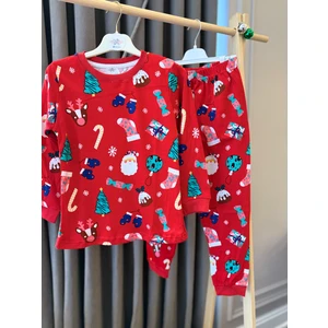 Babyaden Yeni Yıl Noel Yılbaşı Pijama Partisi Pamuklu Unisex Kız Erkek Çocuk Pijama Takımı