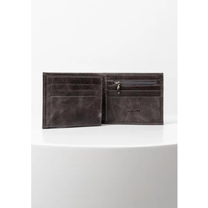 Fermuarlı Bozuk Para Hazneli Yatay Crazy Gri Deri Erkek Cüzdan