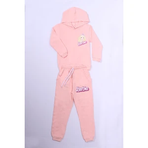 Kız Çocuk Eşofman Takımı Barbie Baskılı Kapşonlu B57