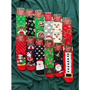 Krc & Global Tekstil Yılbaşı - Noel - Christmas Temalı  Çorapları 12'li