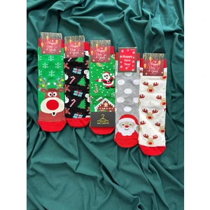 Krc & Global Tekstil Yılbaşı - Noel - Christmas Temalı  Çorapları 5'li