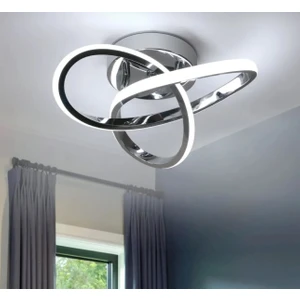 Modern Plafonyer Tavan Boomerang LED Avize Krom Ledli Avize