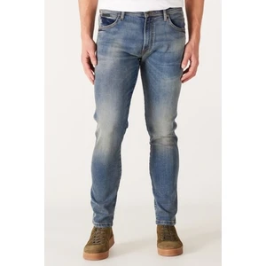 Slim Fit Dar Kesim Düşük Bel Taşlamalı Mavi Esnek Larston Jean Denim Kot Pantolon