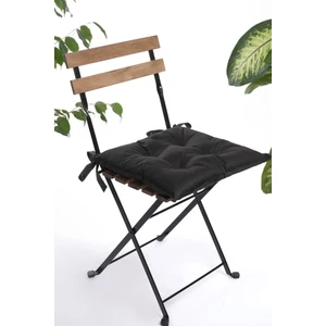 Adarya Home Düz Dekoratif Pofidik Sandalye Minderi Bağcıklı 40 x 40 (Siyah)