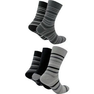 Erkek Geri Dönüştürülmüş Pamuklu Çorap, 5'li Paket (Beden 41-46), Gri Siyah Çizgili Çorap