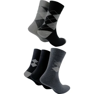 Erkek Geri Dönüştürülmüş Pamuklu Çorap, 5'li Paket (Beden 41-46) Gri Siyah
