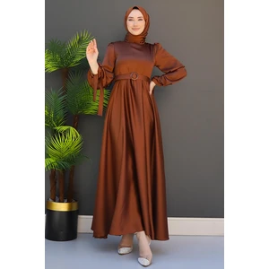 Giza Store Saten Kemerli Elbise Bakır