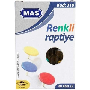 Mas Pvc Kaplı Karışık Renkli Raptiye ( 30 Adet )