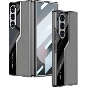 Samsung Galaxy Z Fold 6 Kılıf Ultra Ince Kamera Korumalı Pc + Deri Arka Yüzey Kıpta Poligan Kapak