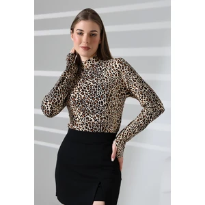 Kadın Kolsuz Body 21757 Leopar Desen
