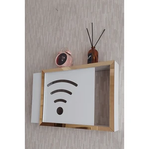 HKM Ticaret Beyaz-Gold 30 x 40 x 7  cm  Wifi Amblemli Duvara Asılabilir Sigorta ve Modem-Wifi Saklama Kutusu! Saklama Kutusu