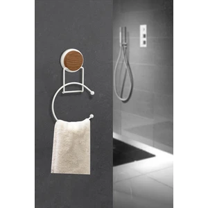 Okyanus Home Ahşap Desenli Magic Fix Sihirli Yapışkan Beyaz Yuvarlak Havluluk