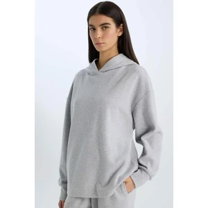 Relax Fit Kapüşonlu Basic Düz Sweatshirt E1995AX24WN