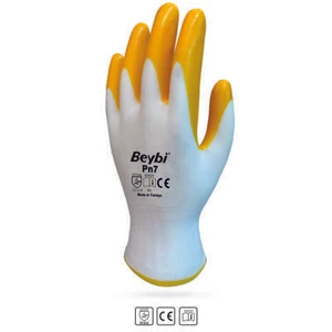 Nitril Poly PN7 10 Beden Beyaz Sarı  Eldiven 12li Paket