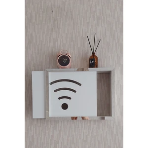 HKM Ticaret Beyaz-Gümüş 30 x 40 x 7  cm  Wifi Amblemli Duvara Asılabilir Sigorta ve Modem-Wifi Saklama Kutusu! Saklama Kutusu