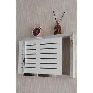 HKM Ticaret Beyaz-Gümüş 25 x 35 x 7  cm  Izgaralı Duvara Asılabilir Sigorta ve Modem-Wifi Saklama Kutusu! Saklama Kutusu