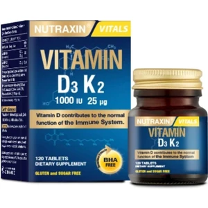 NUTRAXIN D3K2 120 Tablet - 1000 Iu D3 Vitamini, 25 Mcg K2 Vitamini
