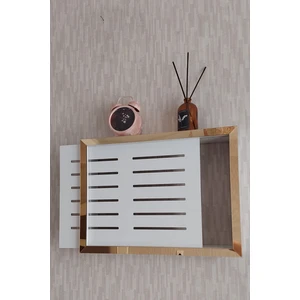 HKM Ticaret Beyaz-Gold 25 x 35 x 7  cm  Izgaralı Duvara Asılabilir Sigorta ve Modem-Wifi Saklama Kutusu! Saklama Kutusu