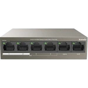 TEF1106P 6 Port 4 Port Poe+ 10-100 + 2 Port Uplink Switch Çelik Kasa Rack Mount
