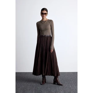 Pılıse Maxı Etek Acı Kahve