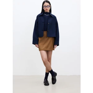Suni Deri Mini Etek Camel