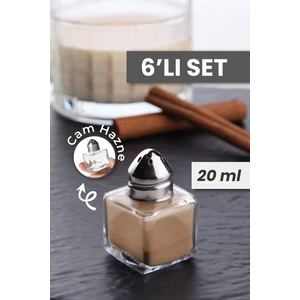 6'lı Set Stella Mini Cam Tuzluk - Tek Kişilik Baharatlık Paslanmaz Çelik Kapaklı Tuzluk Karabiberlik