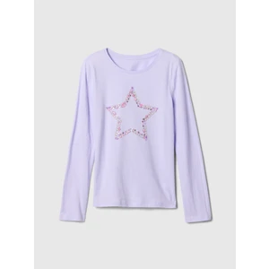 Kız Çocuk Lila Grafik T-Shirt