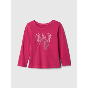 Kız Bebek Pembe Pamuk Logo Grafikli T-Shirt