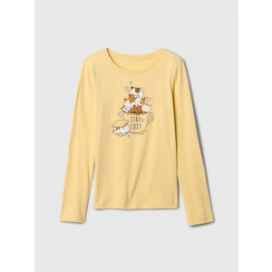 Kız Çocuk Sarı Grafik T-Shirt