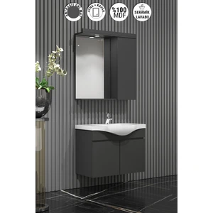 Yıldız Banyo Dolabı Takımı 65 cm  Komple Renkli Antrasit Gri Mat