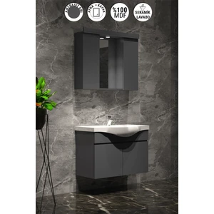 Yıldız Banyo Dolabı Takımı 80CM Asma Komple Antrasit Gri Mat Renkli