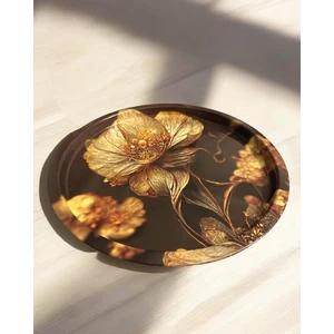 Gold Yaprak Desenli Tepsi