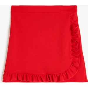 Fırfır Detaylı Kruvaze Mini Etek